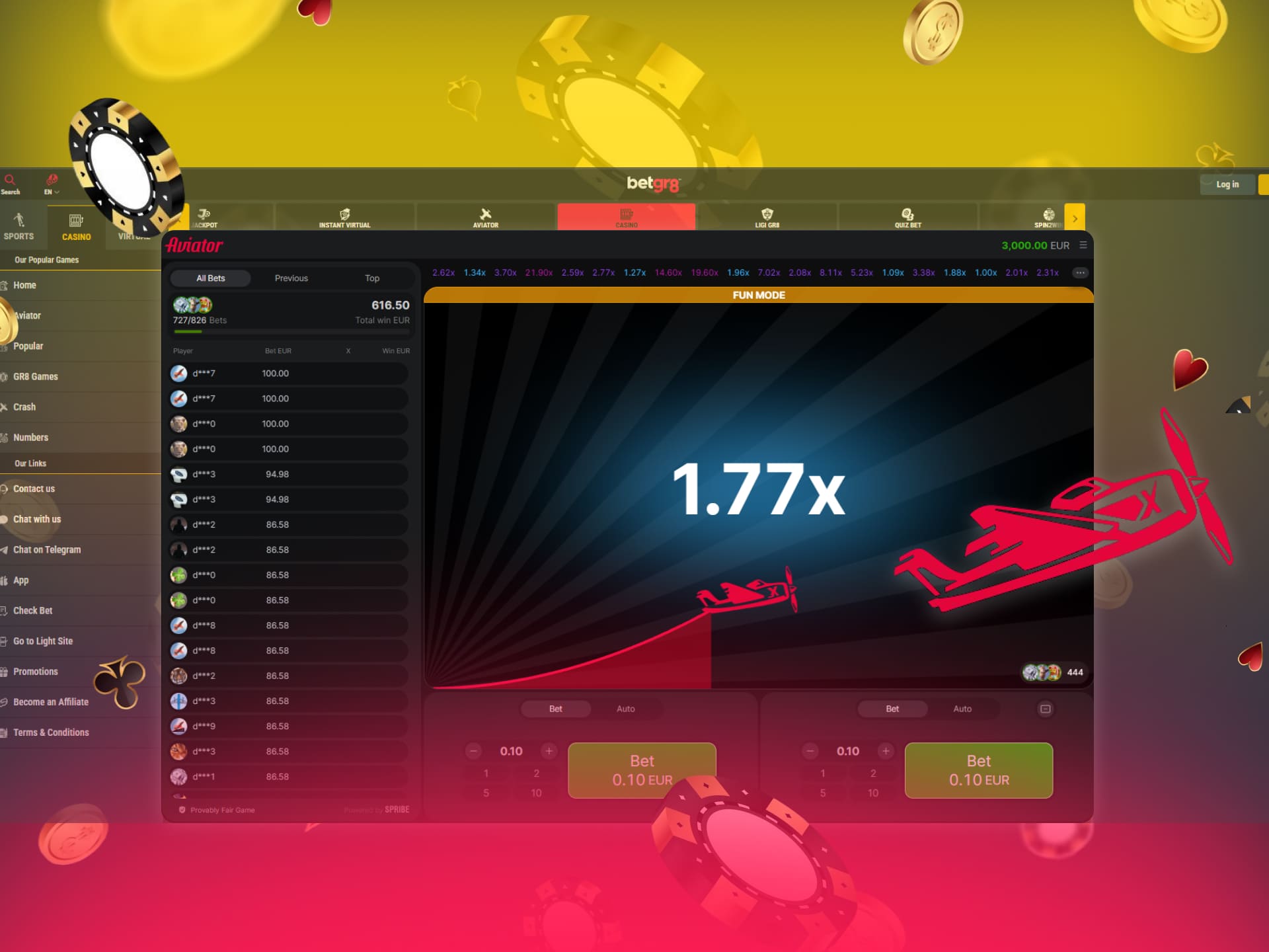 BetGR8 Kenya Aviator demo version of the game to try