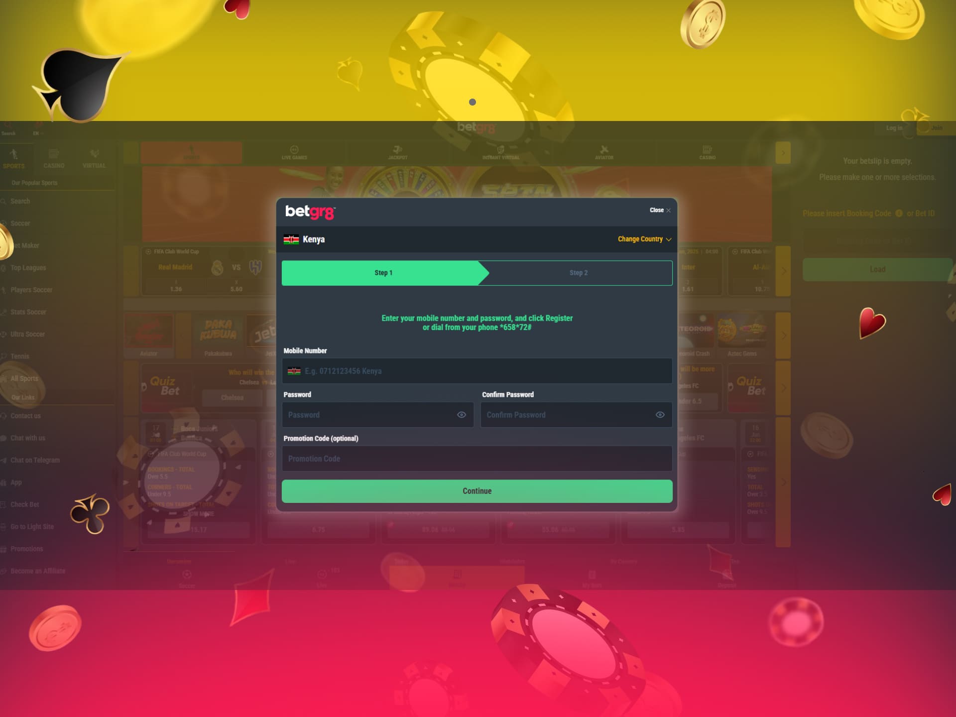 BetGR8 Kenya Registration Additional Methods to Start Playing