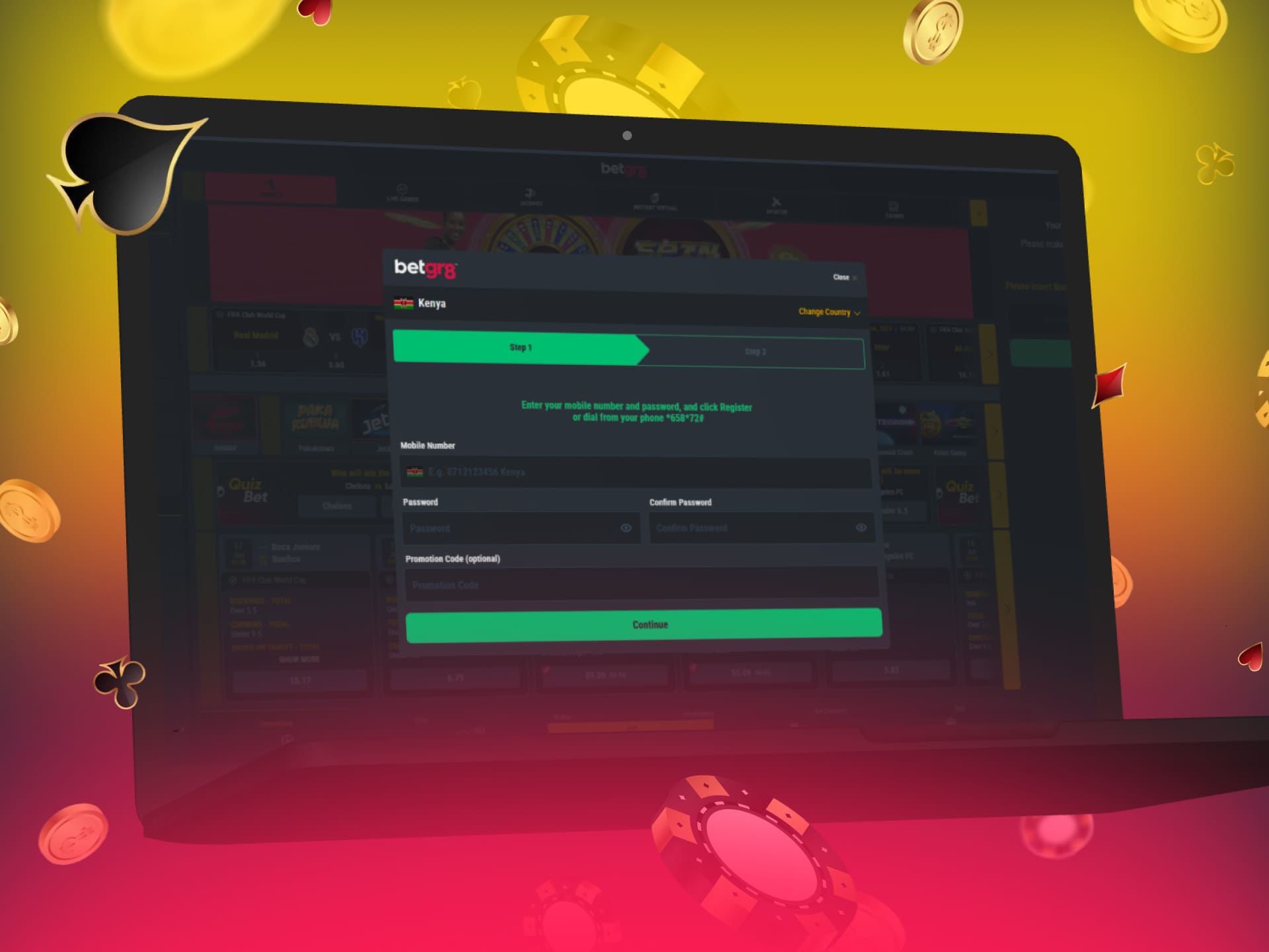 BetGR8 Kenya features of the registration process on the platform to start playing and getting benefits